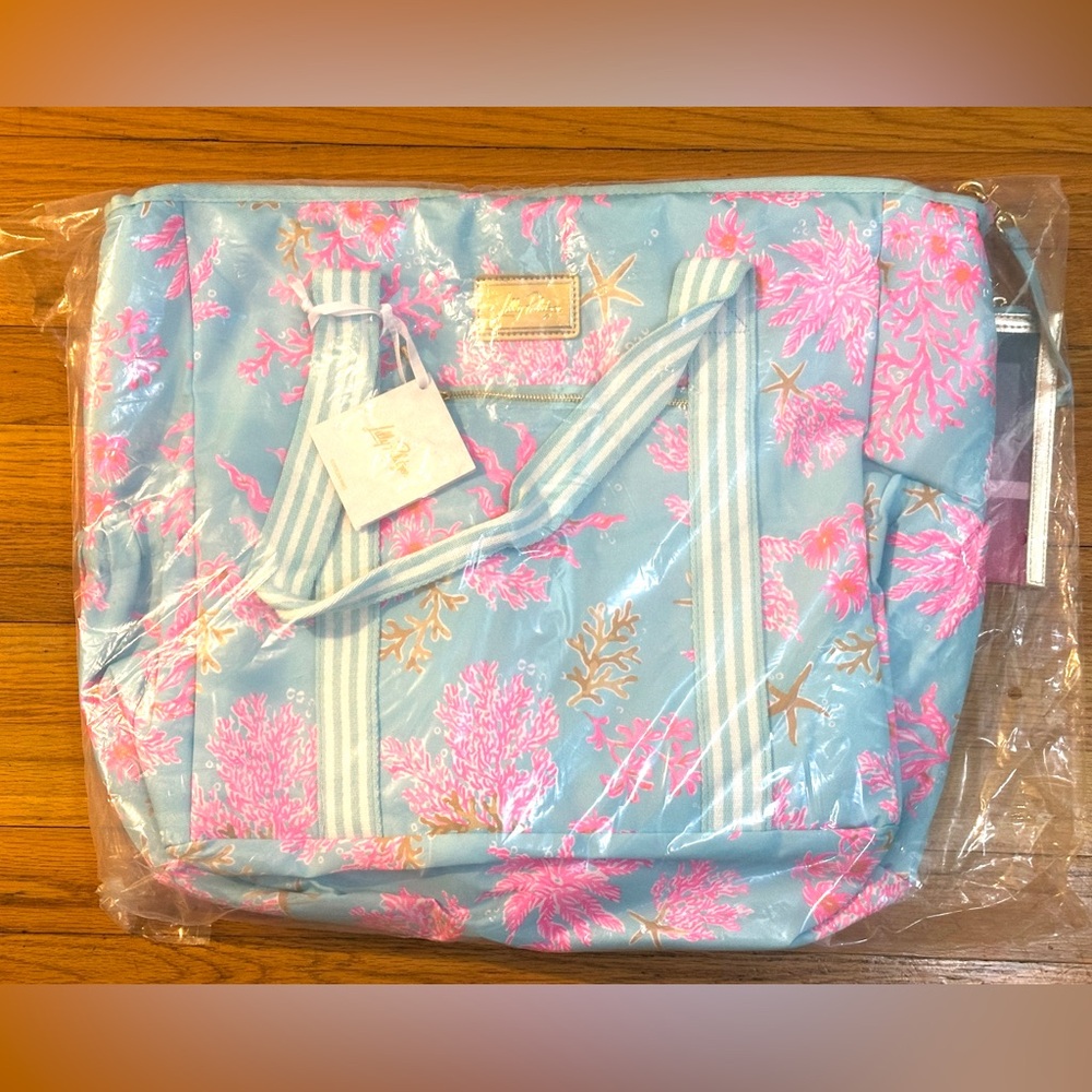 Lilly Pulitzer NWT-in bag! Large ‘Royal Coral’Insulated Beach Cooler Bag+meshbag